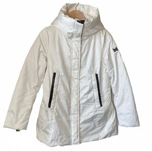 DAWN LEVY white Premium Down Puffer Coat Hooded size Small